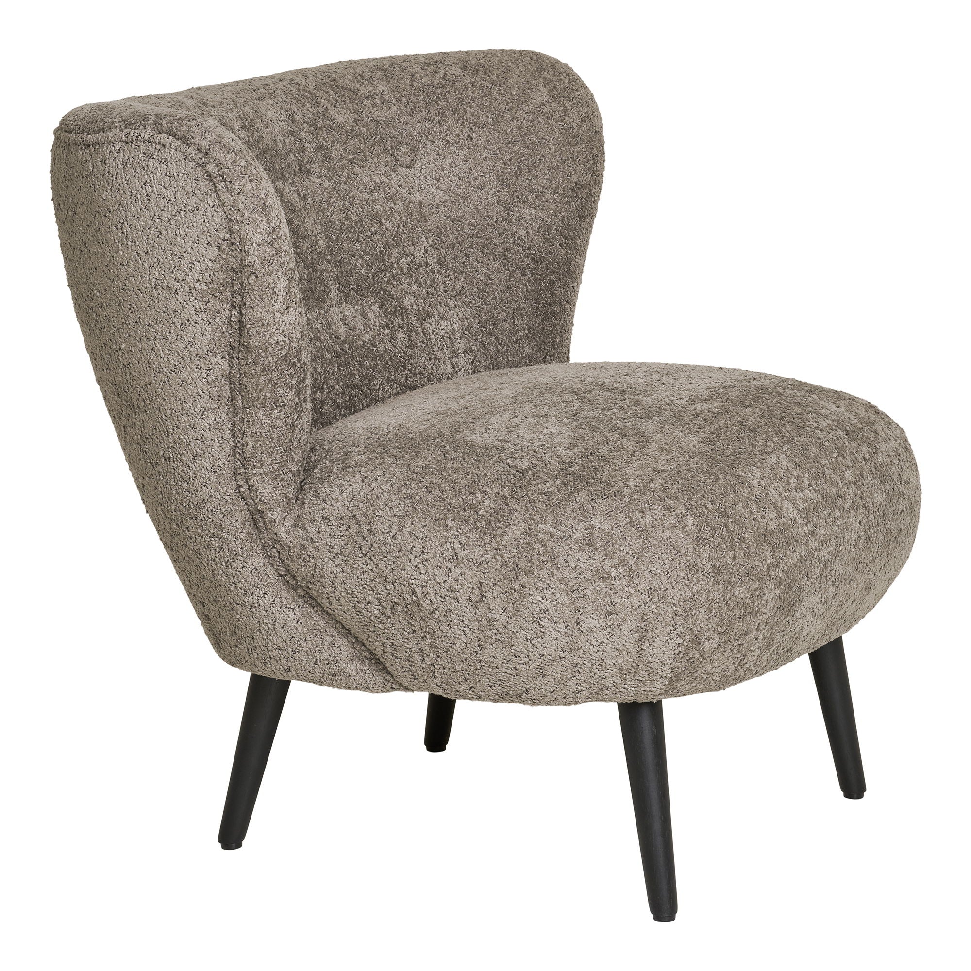 Covelo – Loungesessel in Bouclé, braun mit schwarzen Beinen, 78×70×73 cm